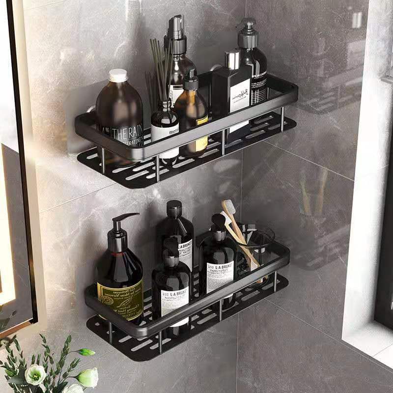 No-Drill Wall Mounted Aluminum Bathroom Organizer